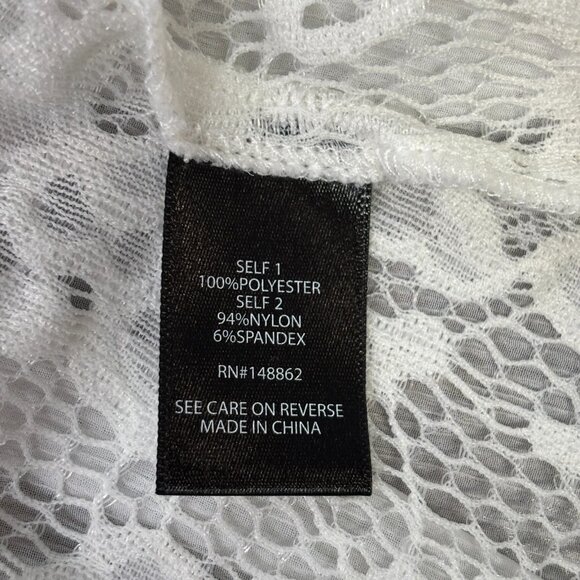 Torrid Abby Lace Blouse 3X White Chiffon Sheer Long Sleeve Tiered Ruffle Top - Picture 9 of 9